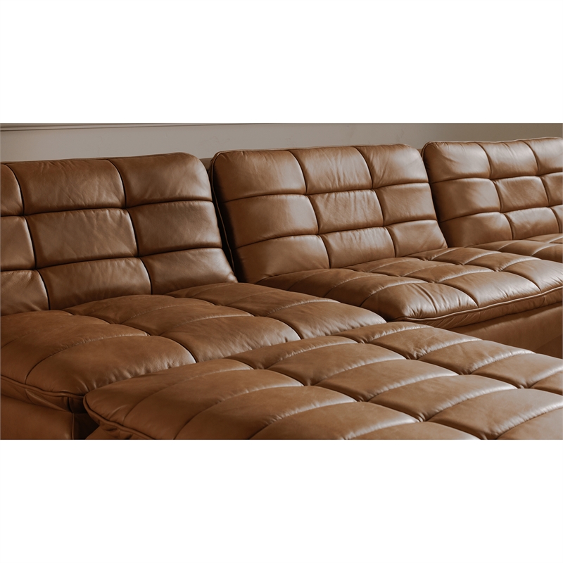 Moe's Home Collection Lino Slipper Chair Leather Brown