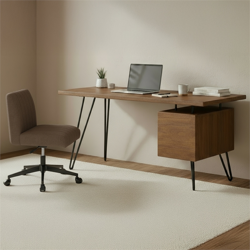 Moe's Home Collection Sally Office Chair Fabric Brown