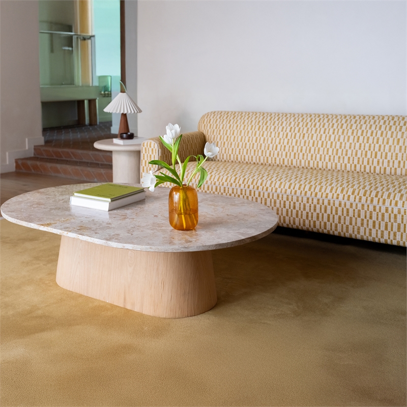 Moe's Home Collection Carly Coffee Table Stone Beige