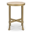 Moe's Home Collection Holli Tavertine Stone Top End Table in Gold Iron Base