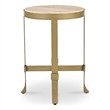 Moe's Home Collection Holli Tavertine Stone Top End Table in Gold Iron Base