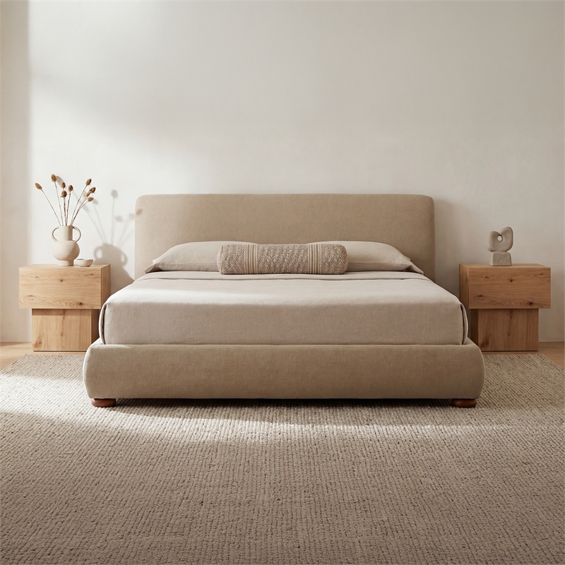 Moe's Home Collection Beau Storage Beds Fabric Beige
