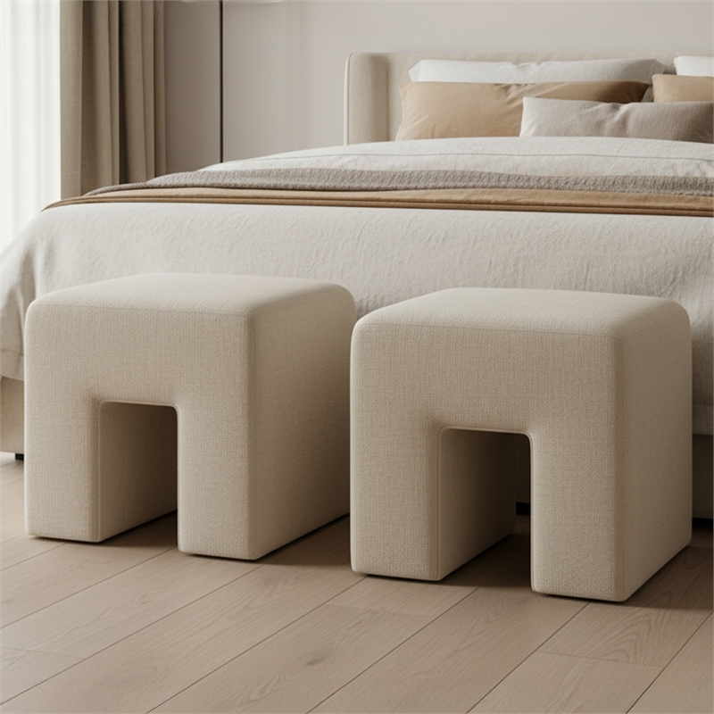 Moe's Home Collection Aidy Stools Fabric White