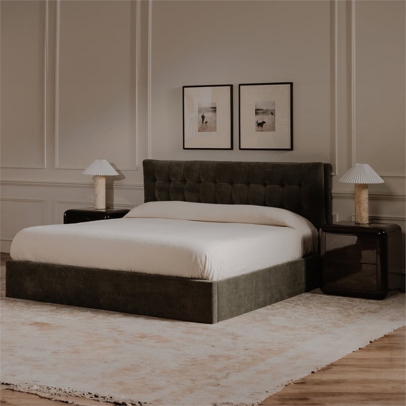 Moe's Home Collection Sebastion Storage Beds Fabric Green