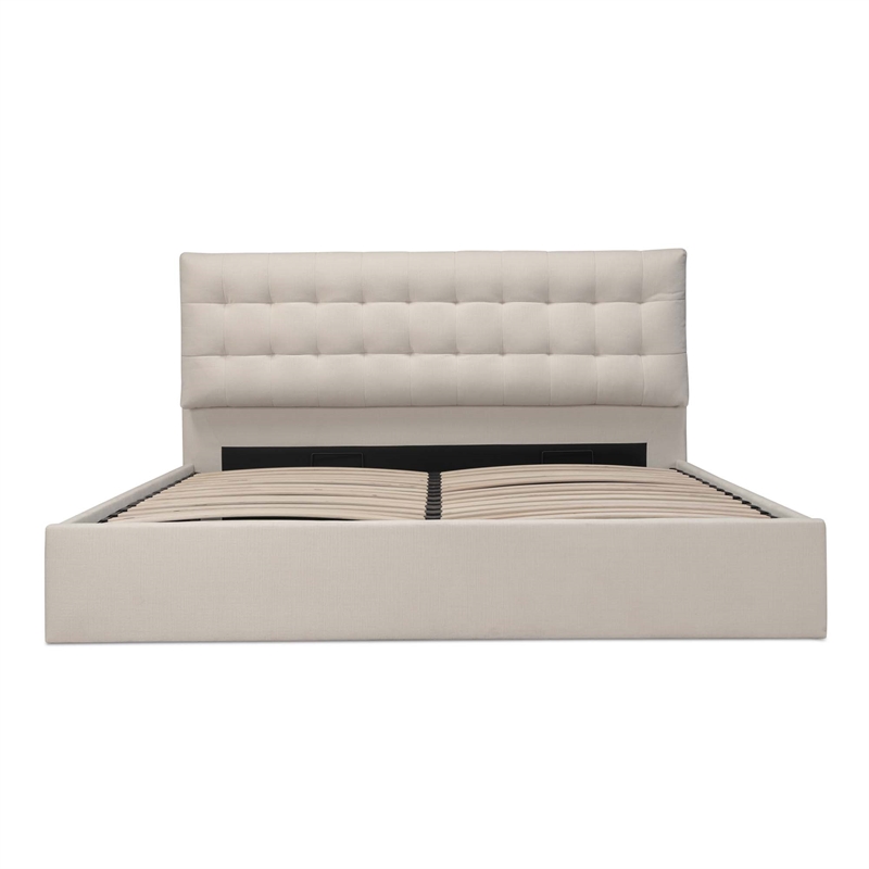 Moe's Home Collection Sebastion Storage Beds Fabric Beige