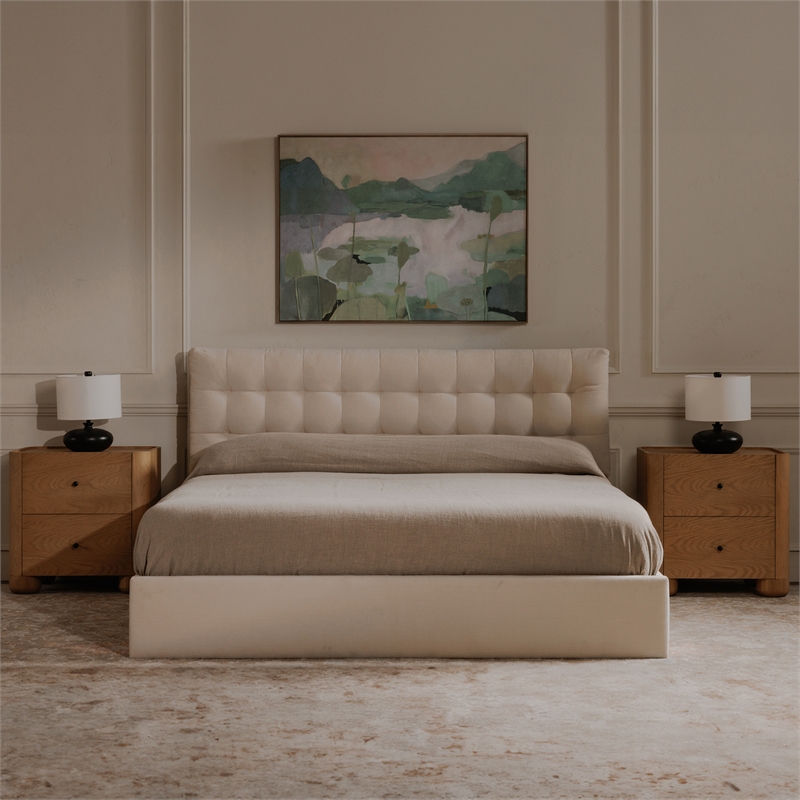 Moe's Home Collection Sebastion Storage Beds Fabric Beige