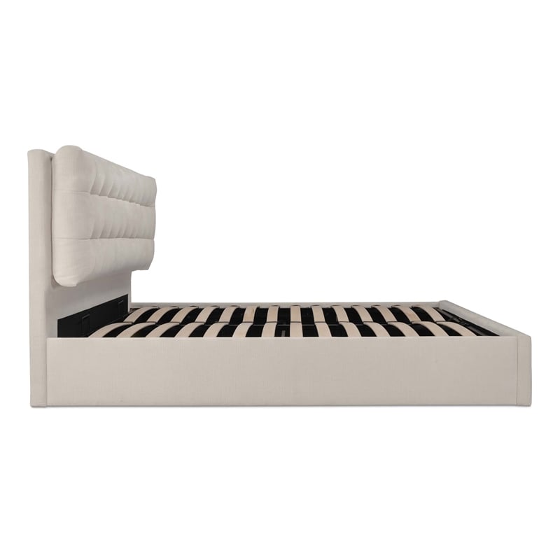 Moe's Home Collection Sebastion Storage Beds Fabric Beige
