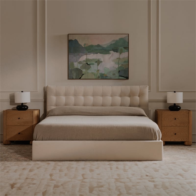 Moe's Home Collection Sebastion Storage Beds Fabric Beige