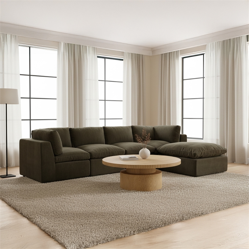 Moe's Home Collection Cates Ottomans Fabric Green