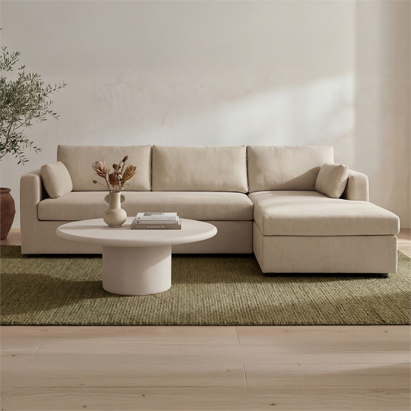 Moe's Home Collection Burrow Modular Sectionals Fabric Beige