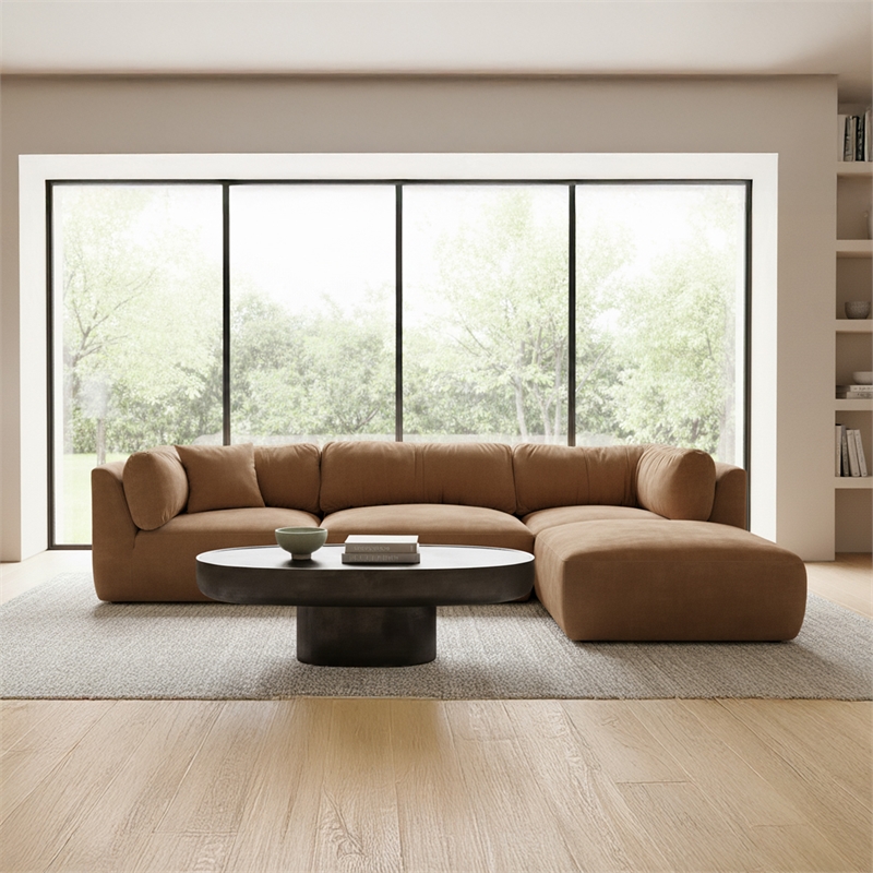 Moe's Home Collection Matina Ottomans Fabric Tan