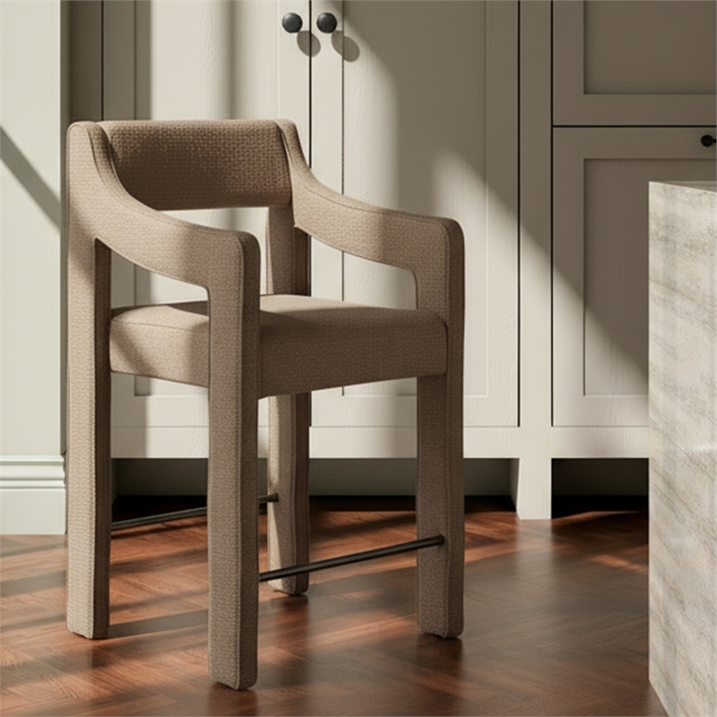 Moe's Home Collection Elise Counter Stools Fabric Brown
