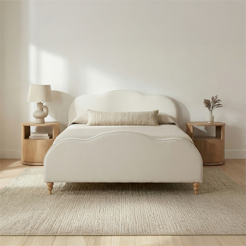 Moe's Home Collection Jacqueline Beds Fabric White