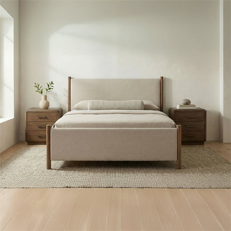Moe's Home Collection Warren Beds Fabric Beige