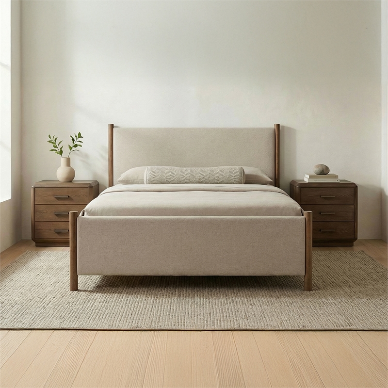 Moe's Home Collection Warren Beds Fabric Beige