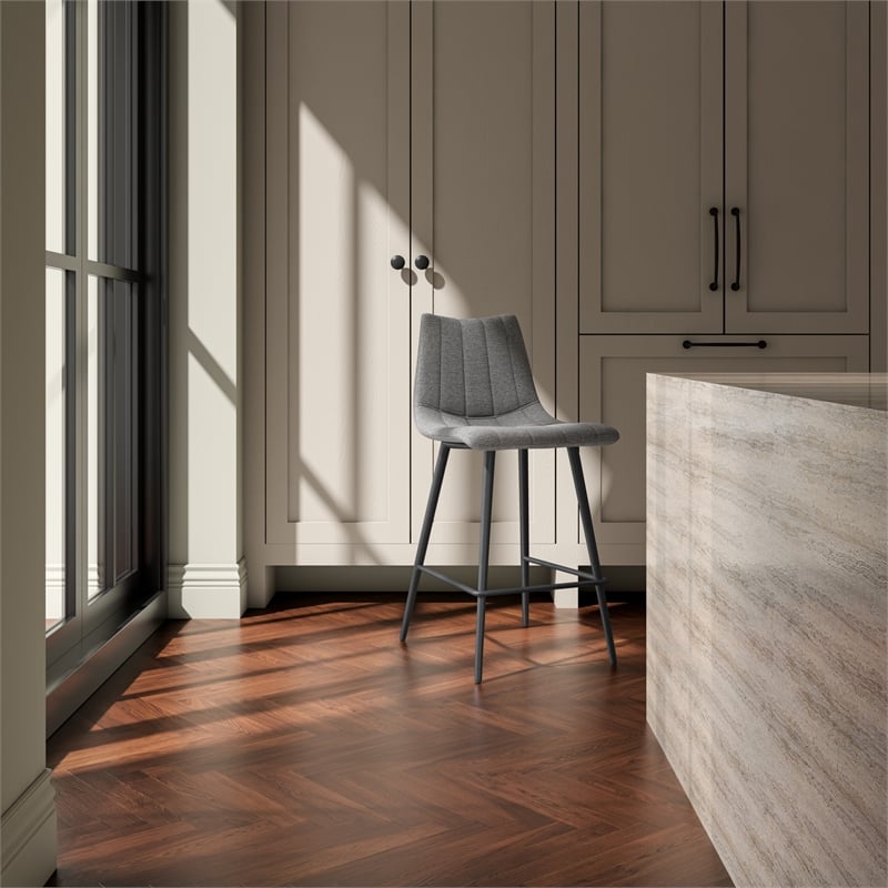 Moe's Home Collection Alibi Counter Stools Fabric Gray