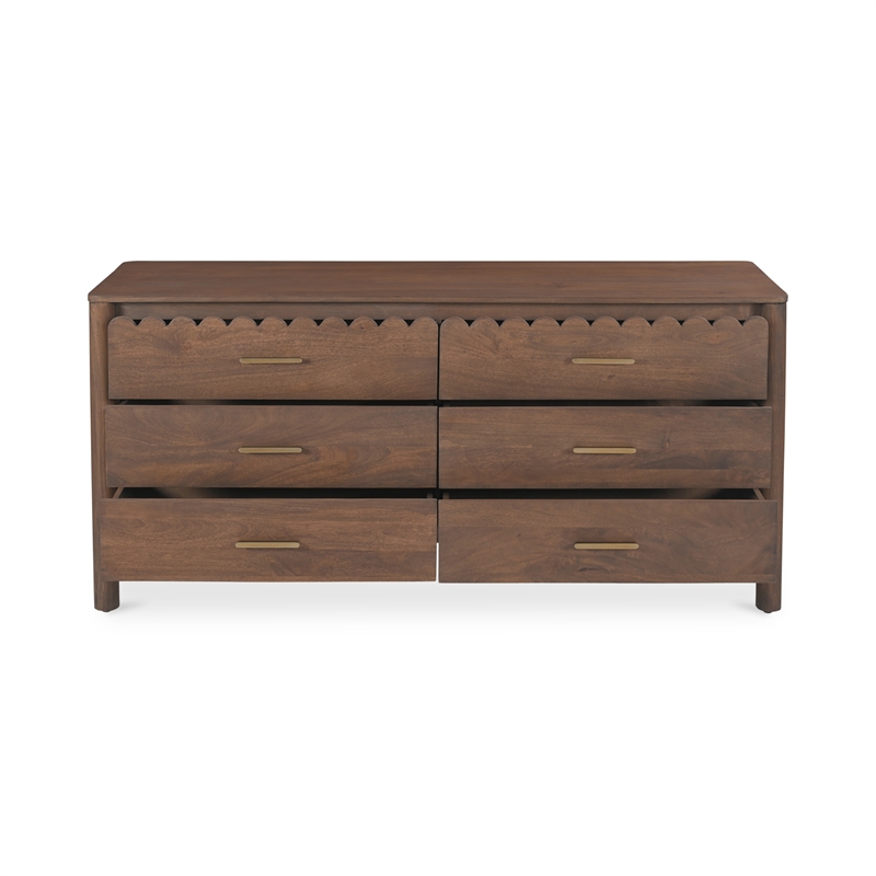 Moe's Home Collection Wiley Wood 6-Drawers Bedroom Dresser in Brown