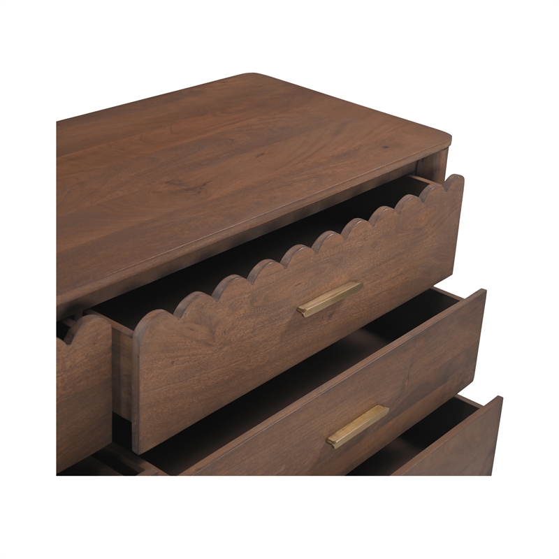 Moe's Home Collection Wiley Wood 6-Drawers Bedroom Dresser in Brown