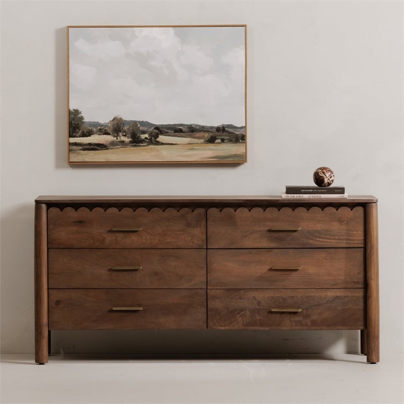Moe's Home Collection Wiley Wood 6-Drawers Bedroom Dresser in Brown