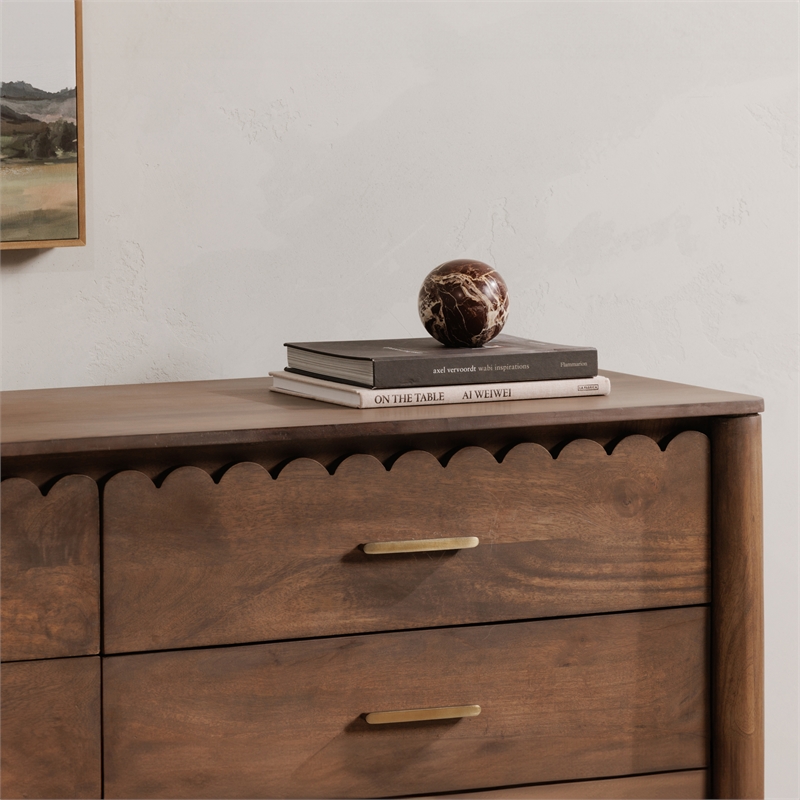Moe's Home Collection Wiley Wood 6-Drawers Bedroom Dresser in Brown
