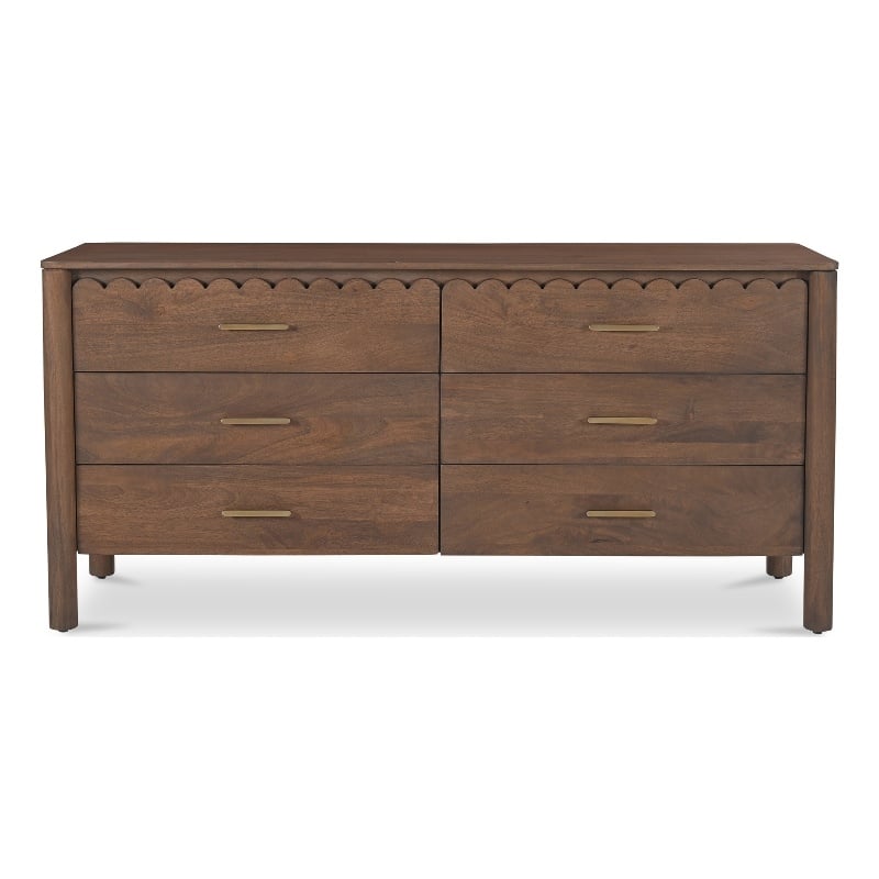 Moe's Home Collection Wiley Wood 6-Drawers Bedroom Dresser in Brown
