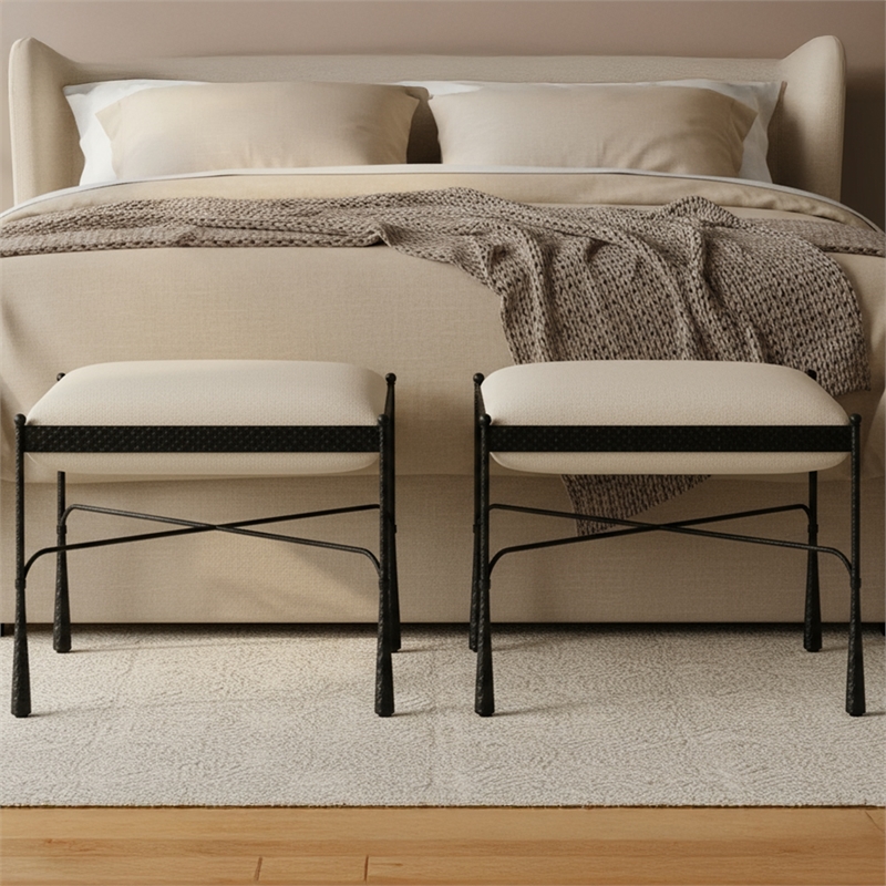 Moe's Home Collection Agne Stools Fabric White