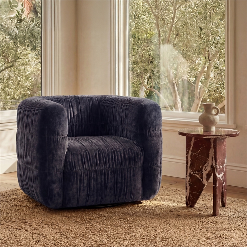 Moe's Home Collection Robson Accent Chairs Fabric Blue
