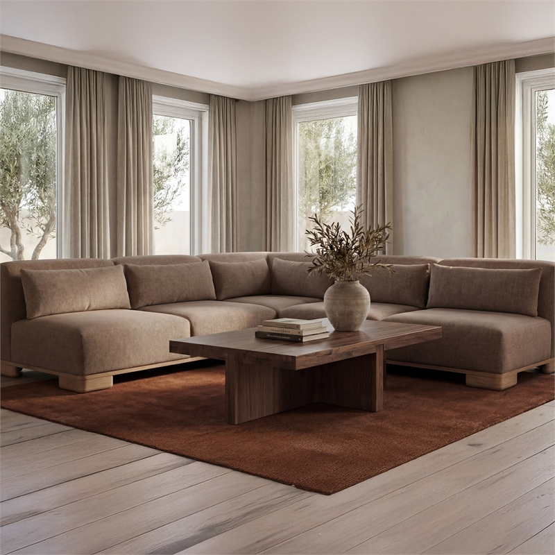 Moe's Home Collection June Corner Chairs Fabric Brown