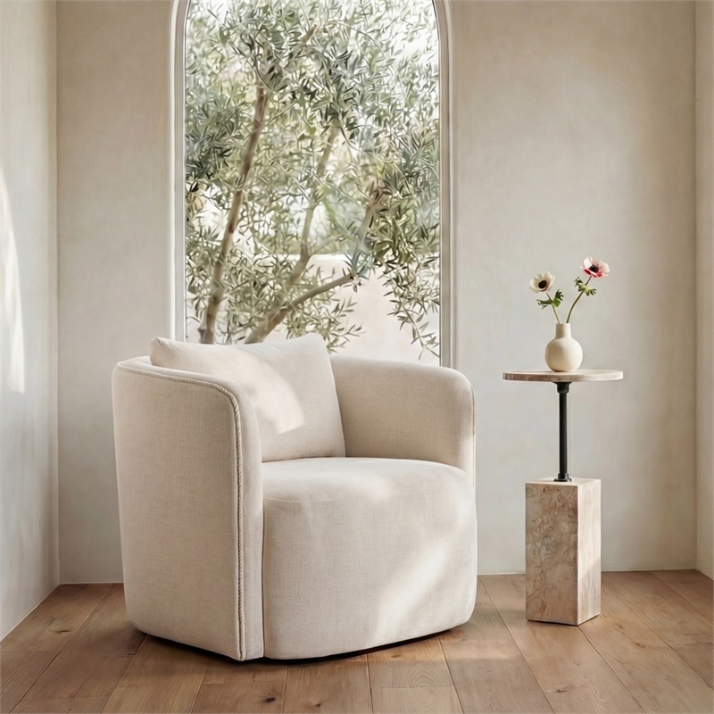 Moe's Home Collection Cecil Accent Chairs Fabric White