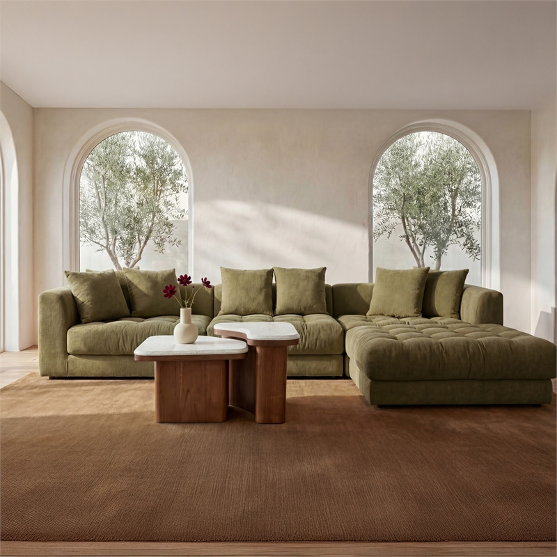 Moe's Home Collection Davie Corner Chairs Fabric Green