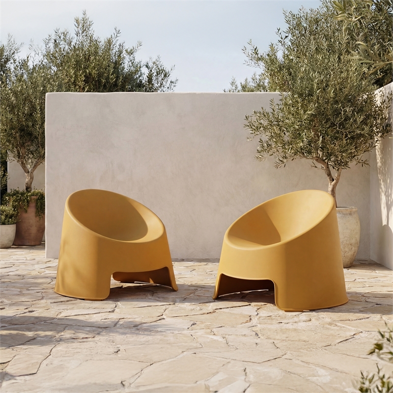 moe's home collection nolla outdoor chairs plastic yellow