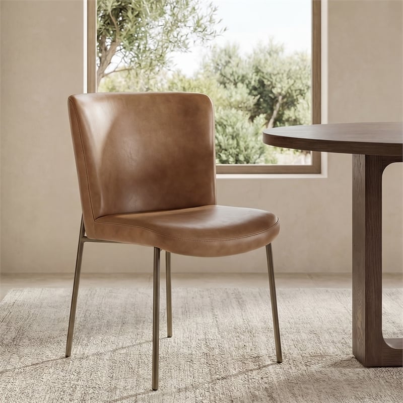 Moe's Home Collection Early Dining Chairs Leather Tan