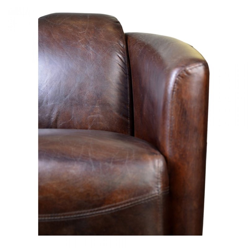 Moe's Home Collection Salzburg Club Chair Dark Brown Leather