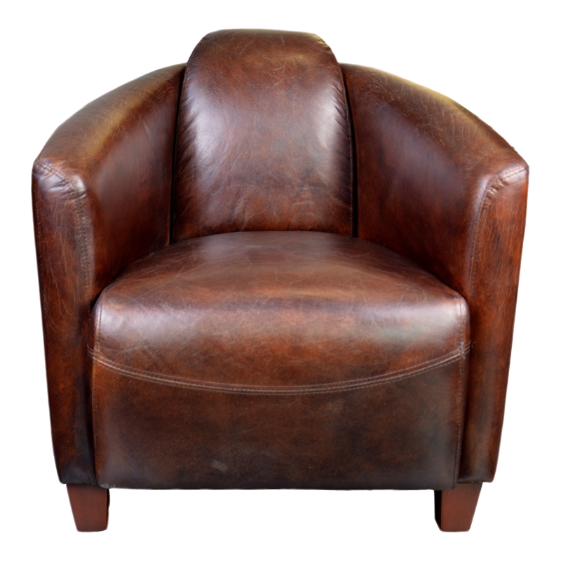 Moe's Home Collection Salzburg Club Chair Dark Brown Leather