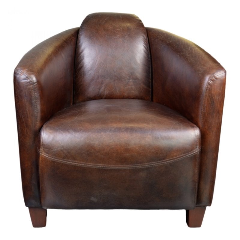 Moe's Home Collection Salzburg Club Chair Dark Brown Leather
