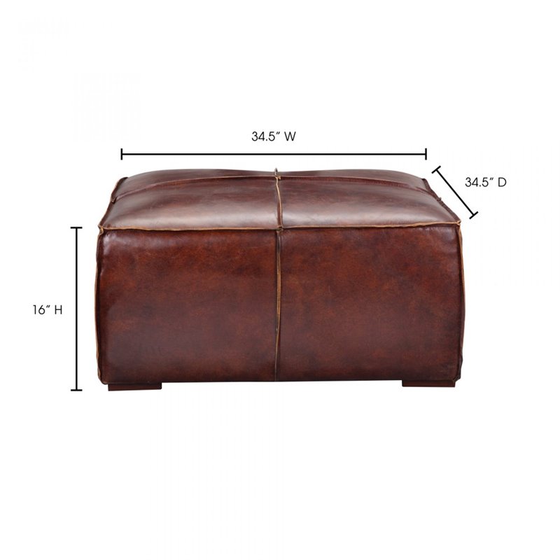 Stamford Leather Ottoman Coffee Table, Brown Leather Coffee Table Ottoman