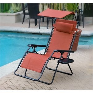 Jeco Olefin Zero Gravity Patio Recliner in Terra Cotta (Set of 2)