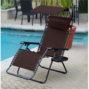 Jeco Olefin Oversized Zero Gravity Patio Recliner in Mocha (Set of 2)