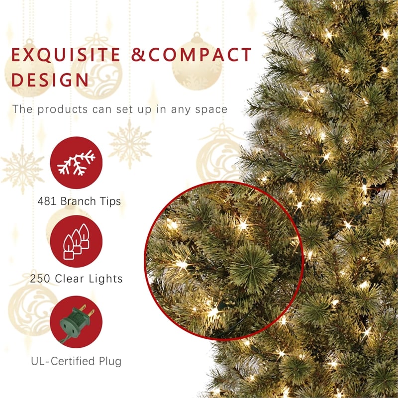 Jeco 7' Pre-Lit Artificial Christmas Tree With Urn Base
