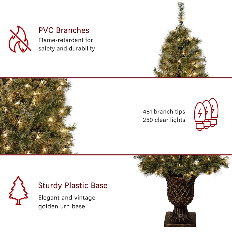 Jeco 7' Pre-Lit Artificial Christmas Tree With Urn Base
