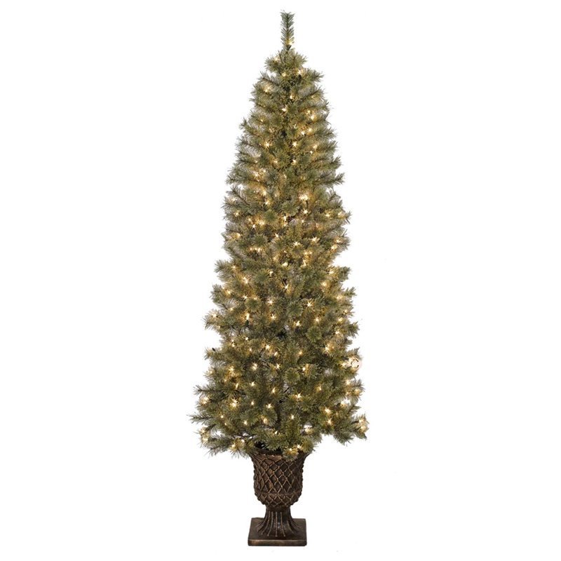 Jeco 7' PreLit Artificial Christmas Tree With Urn Base Cymax Business
