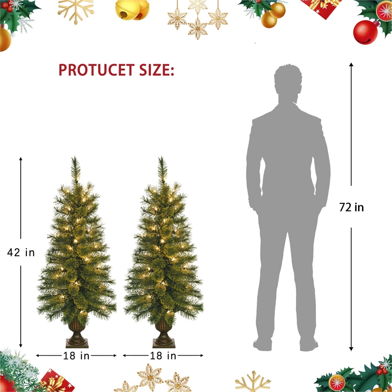Jeco 3.5' Artificial Christmas Tree With Plastic Pot Stand (Set of 2)