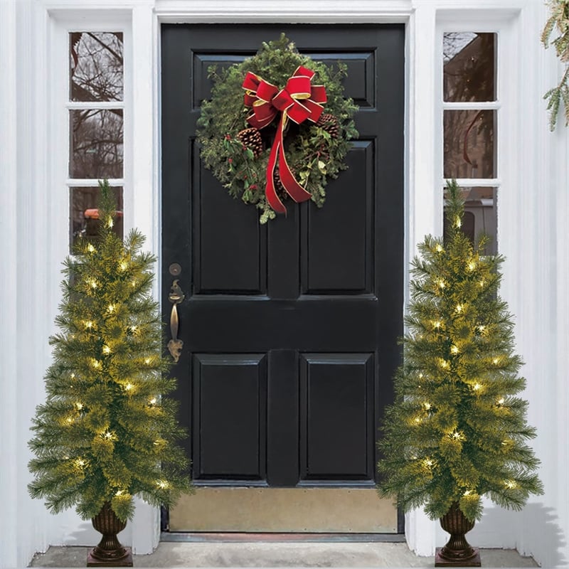 Jeco 3.5' Artificial Christmas Tree With Plastic Pot Stand (Set of 2)
