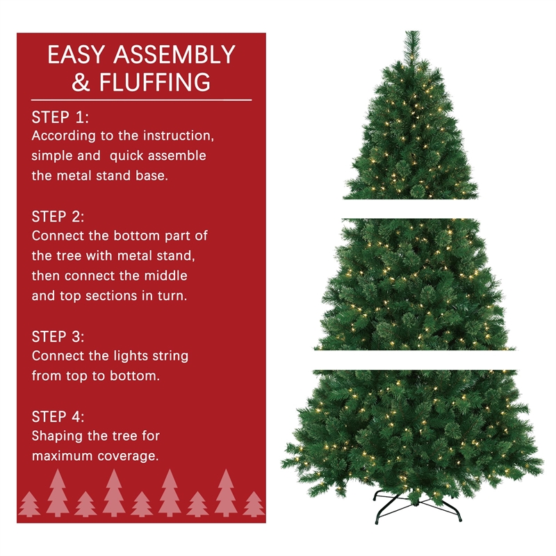 Jeco 7.5' Pre-Lit Artificial Christmas Tree With Metal Base