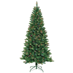 Jeco 7' Slim Pre-Lit Artificial Christmas Tree With Metal Stand