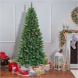 Jeco 7' Slim Pre-Lit Artificial Christmas Tree With Metal Stand