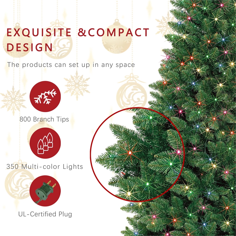 Jeco 7' Slim Pre-Lit Artificial Christmas Tree With Metal Stand