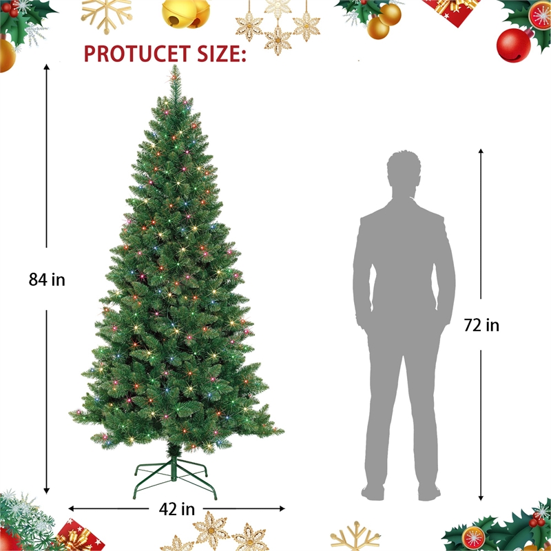 Jeco 7' Slim Pre-Lit Artificial Christmas Tree With Metal Stand