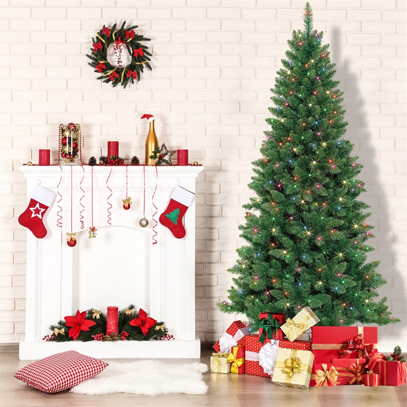 Jeco 7' Slim Pre-Lit Artificial Christmas Tree With Metal Stand