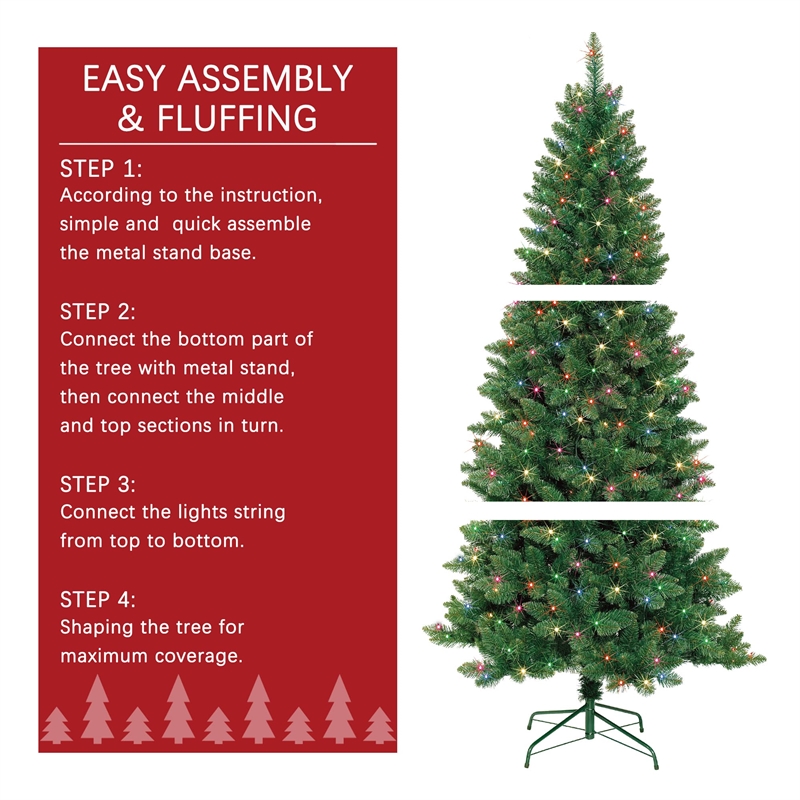 Jeco 7' Slim Pre-Lit Artificial Christmas Tree With Metal Stand